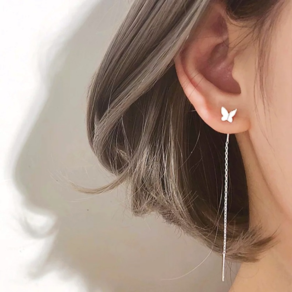 “Flutter On” Butterfly Unique Threader Earrings
